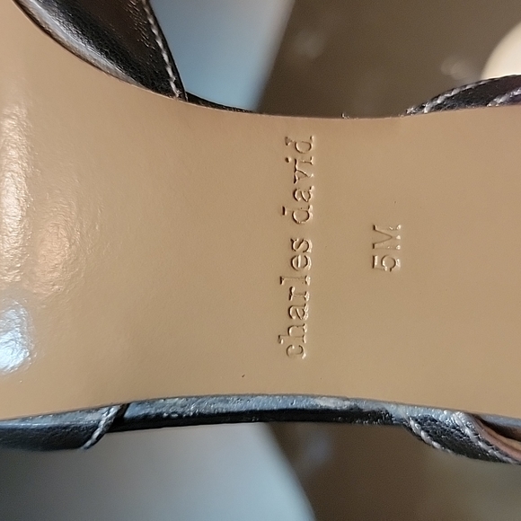 NWB Charles David , silver w/ rhinestones sz 5 kitten heels and ankle buckles - Picture 7 of 8